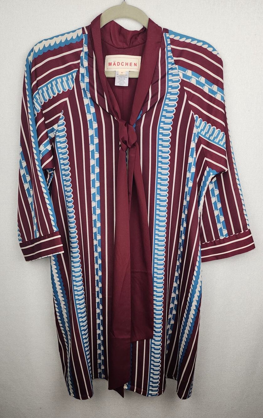 Anthropologie Dress Womens 8 Madchen Mod Shift Shirt Scarf Neck Tie corpcore
